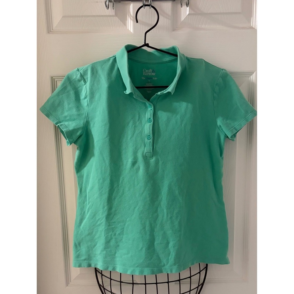 Croft & Barrow Womens Small Green Classic Polo Short Sleeve Stretch Cotton